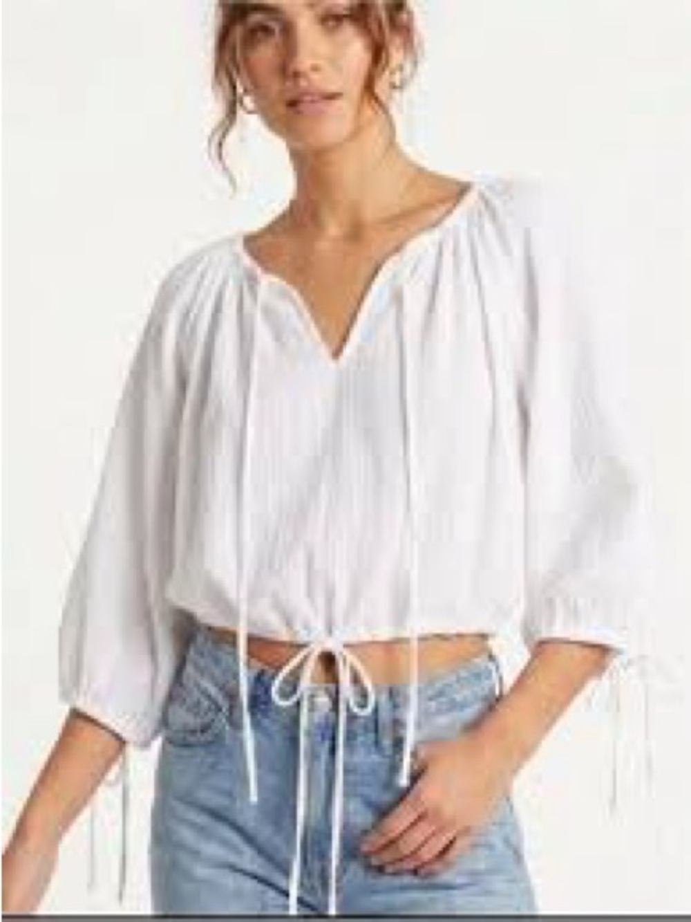 Petal & Pup White Tie-Front Blouse